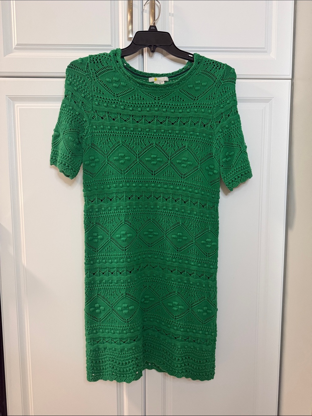 Boden Green Crochet Short Sleeve Shift Dress